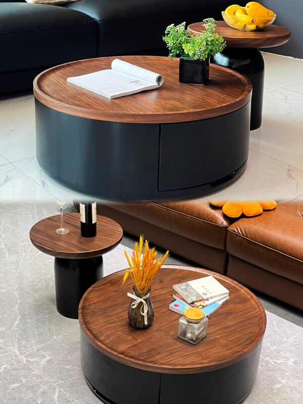 طاولة قهوة دائرية بتصميم إيطالي بسيط (مينيمالي) - Image 4
